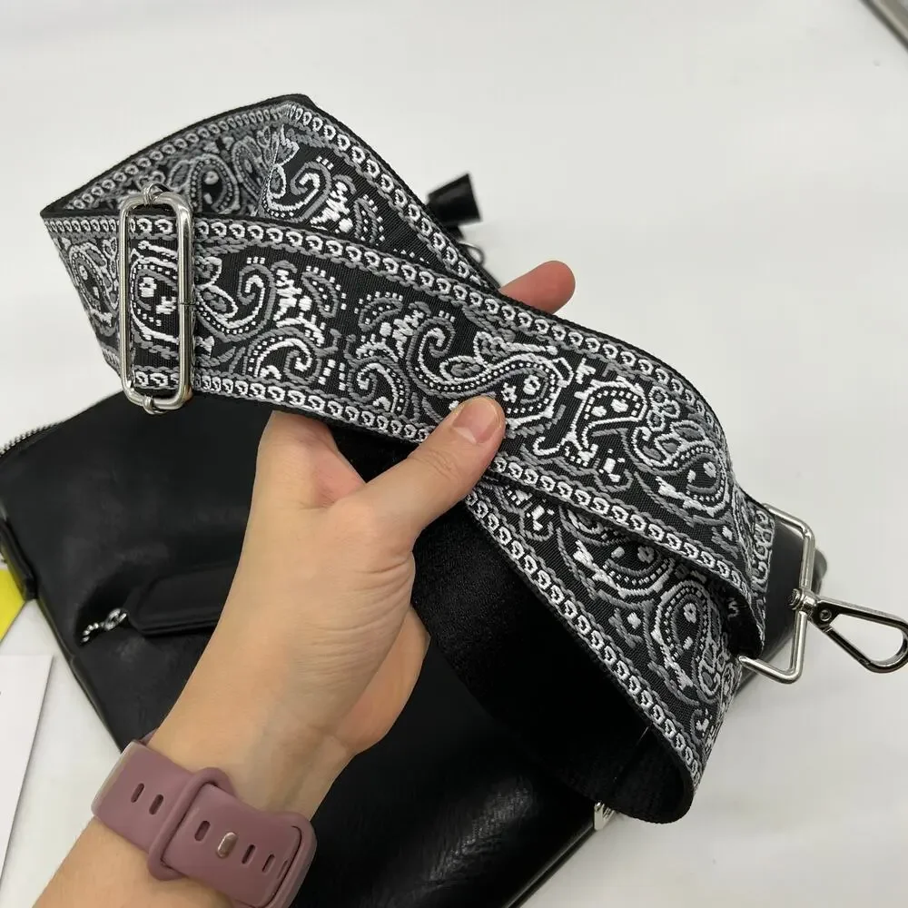 Ahdorned Double Zip Faux Leather Crossbody Black